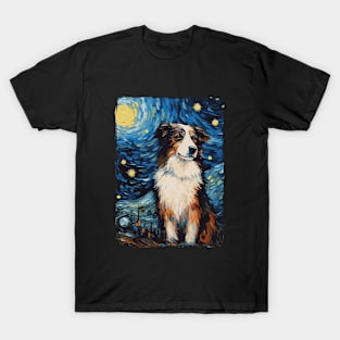 Australian Shepherd Starry Night T-Shirt